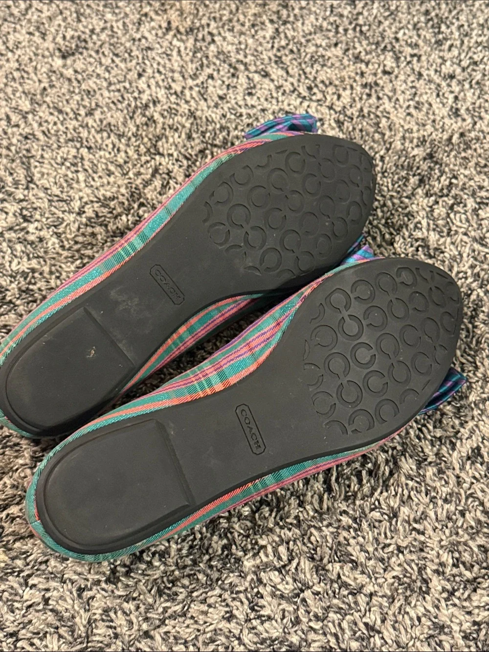 Coach Cambria Women’s Flats Size 8B Plaid Tartan Bow Ballet Shoes Q1003